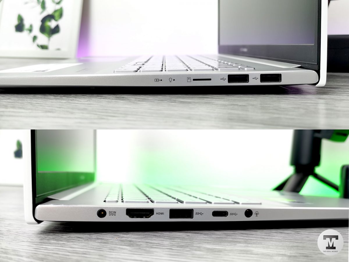 Top: microSD slot, 2x USB 2.0
Bottom: Charging Port, HDMI, USB-A 3.1 (Gen1), USB-C 3.1 (Gen1), 3.5mm Combo Audio Jack